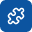 Blue puzzle piece icon with a small notch and tab design.