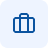 Blue briefcase icon with rounded corners on a light blue square background.