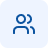 Blue icon of two simplified human figures representing people or users.