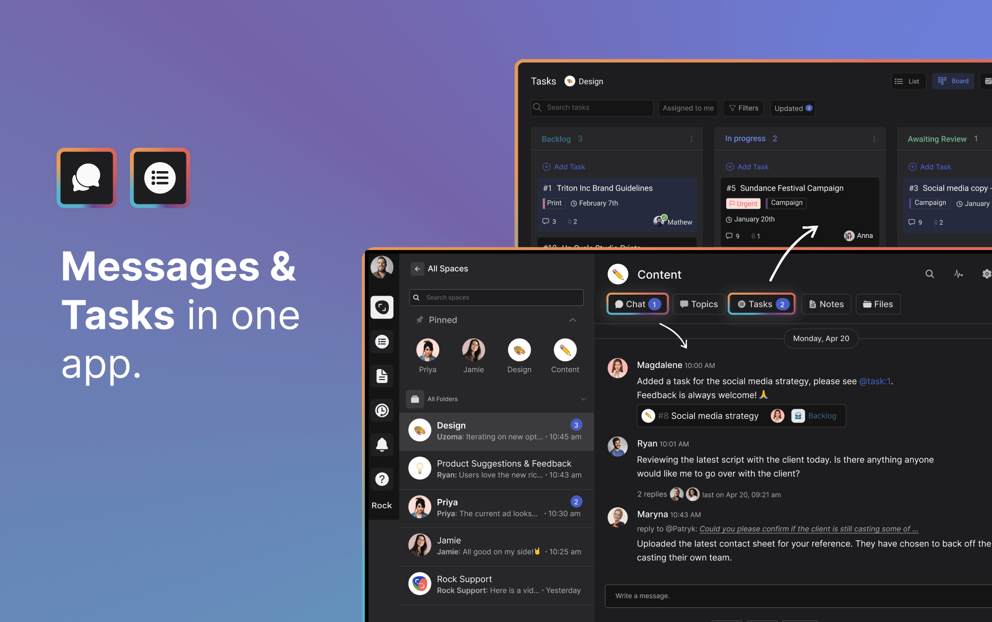 WhatsApp group chat interface for agency team communication