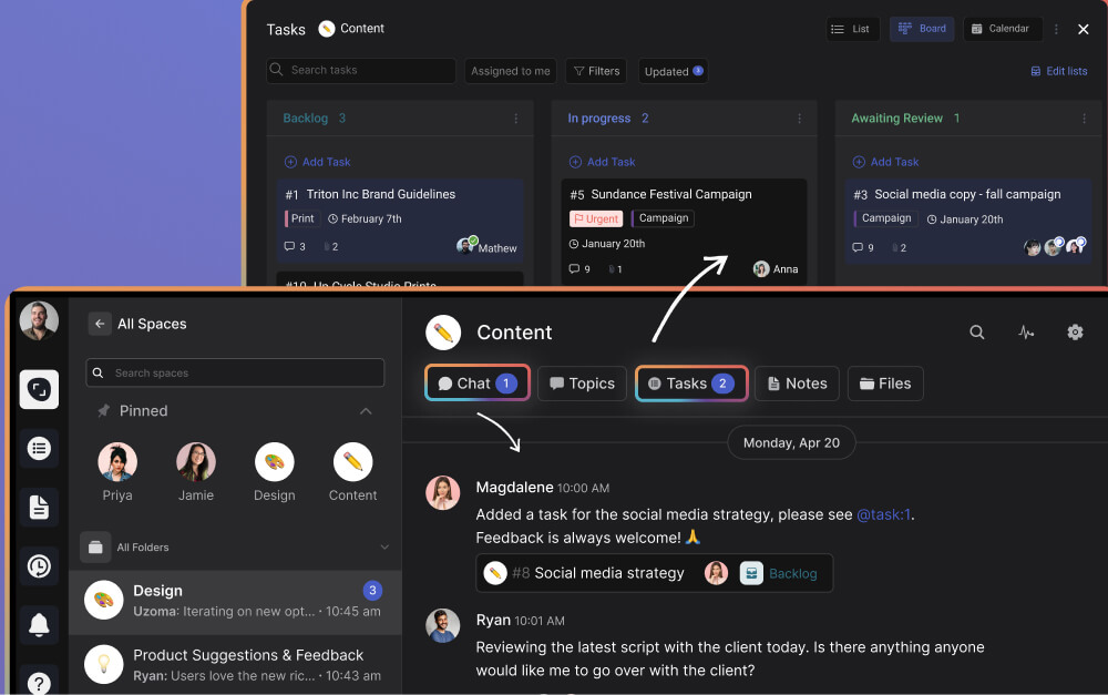Rock messaging and task management platform as a Slack alternative