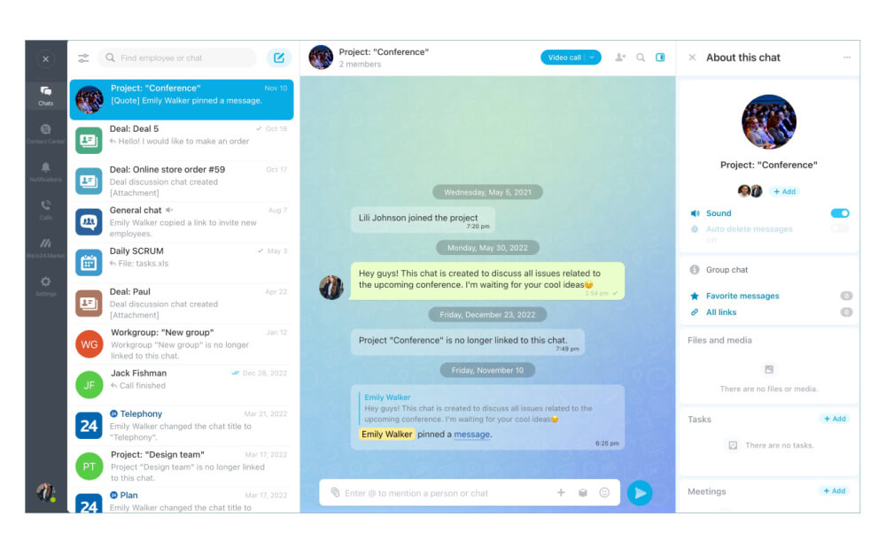 Bitrix24 all-in-one platform with CRM and team messaging