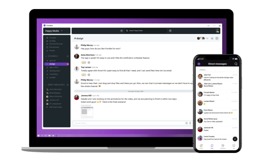 Pumble free messaging app interface