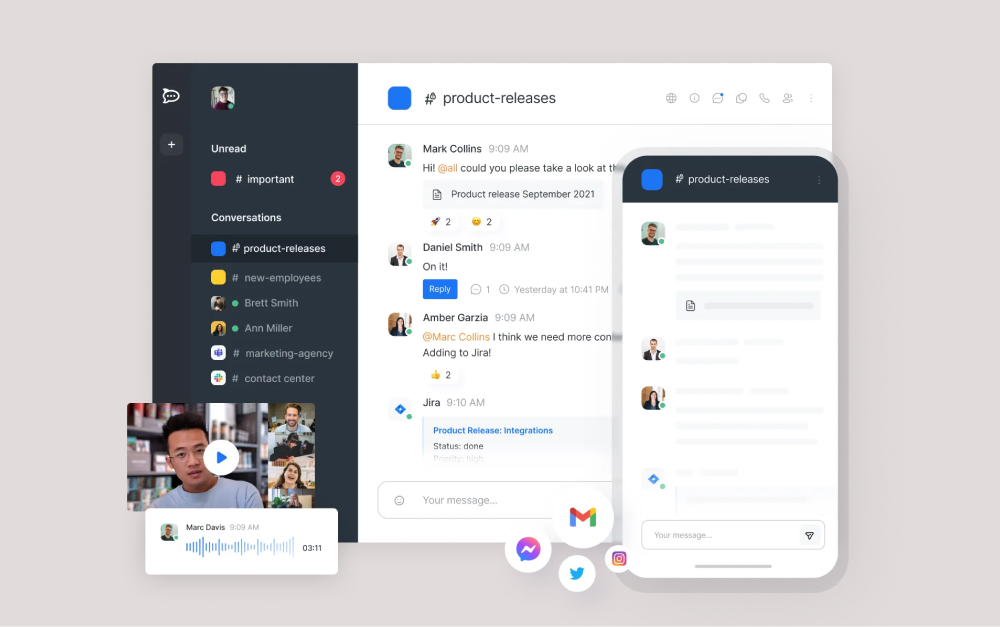 Rocket.Chat self-hosted messaging interface