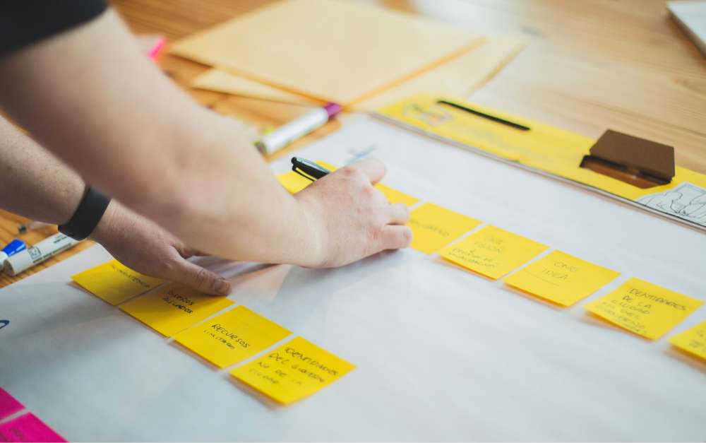 VRIO analysis notes and strategic action items pinned together in a shared workspace