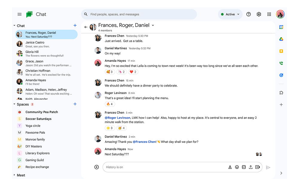 Google Chat messaging inside Google Workspace