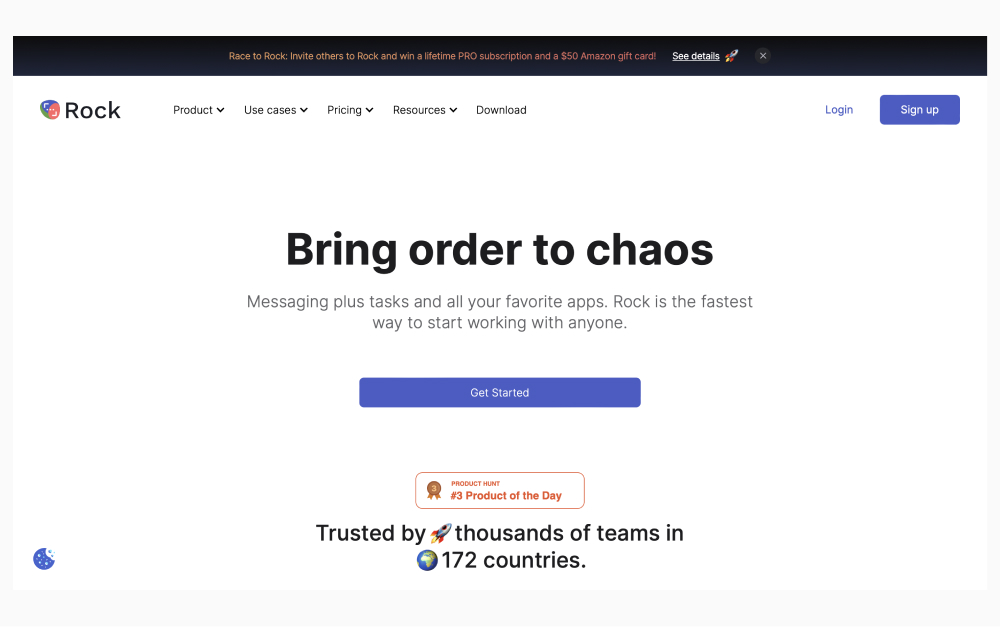 Screenshot of the Rock.so landing page as an example of a managed website project