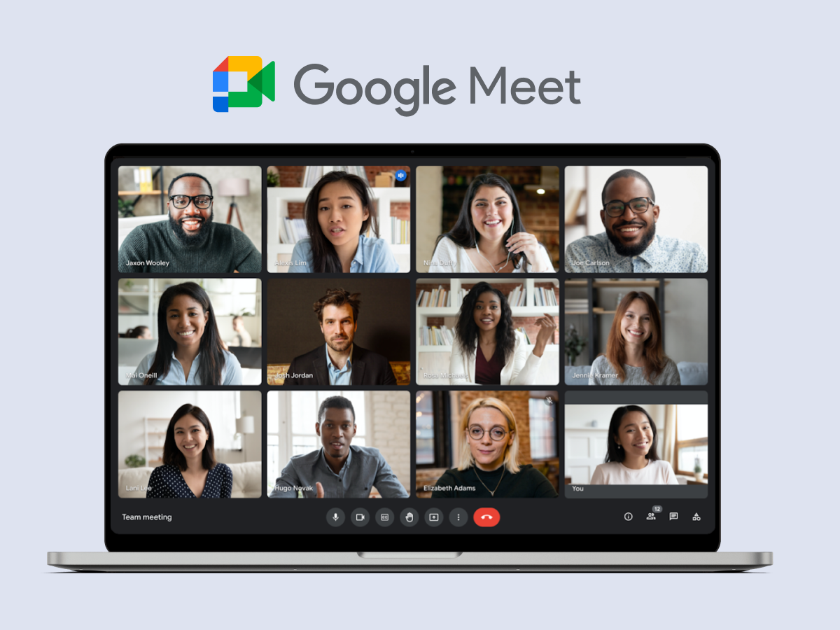 Google Meet video conferencing interface with a browser-based join