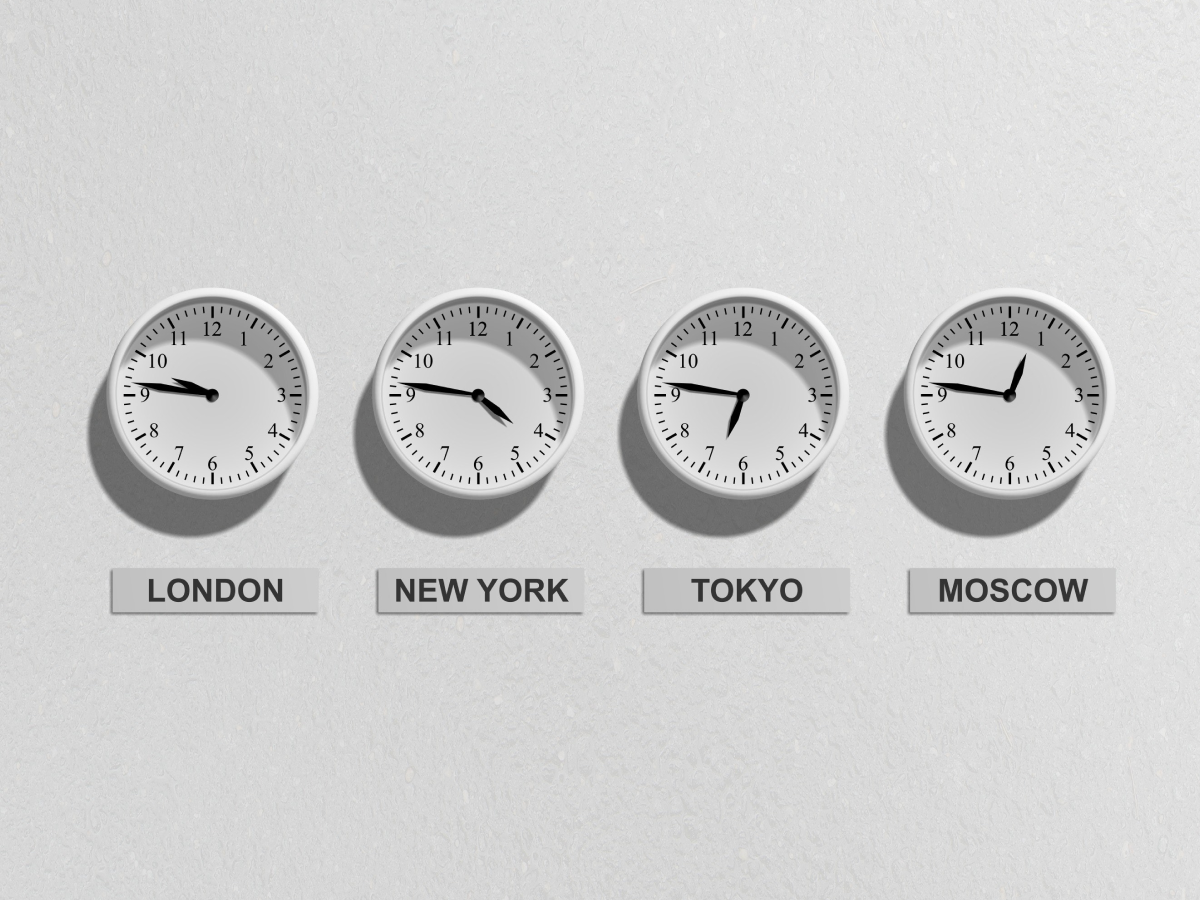 Concept illustration of asynchronous work across multiple time zones