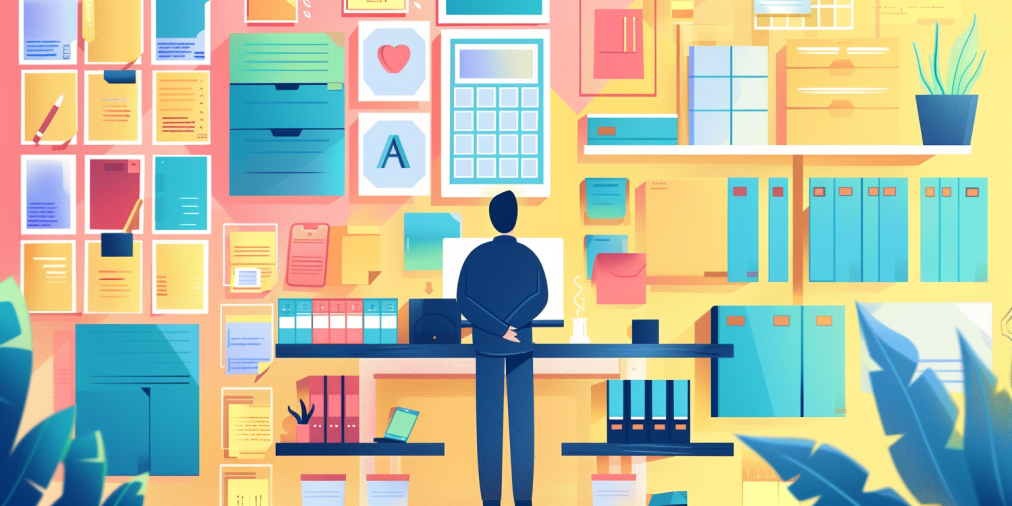 Concept illustration of marketing funnel diagnostic and workspace organization