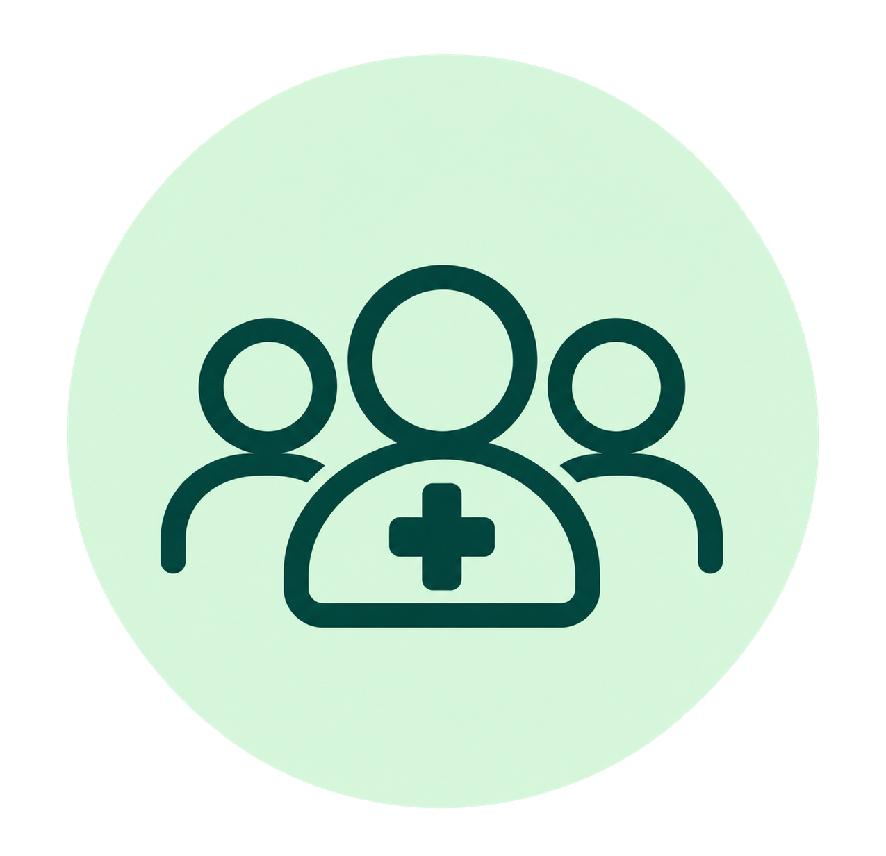Icon representing patient care, medical support and healthcare services