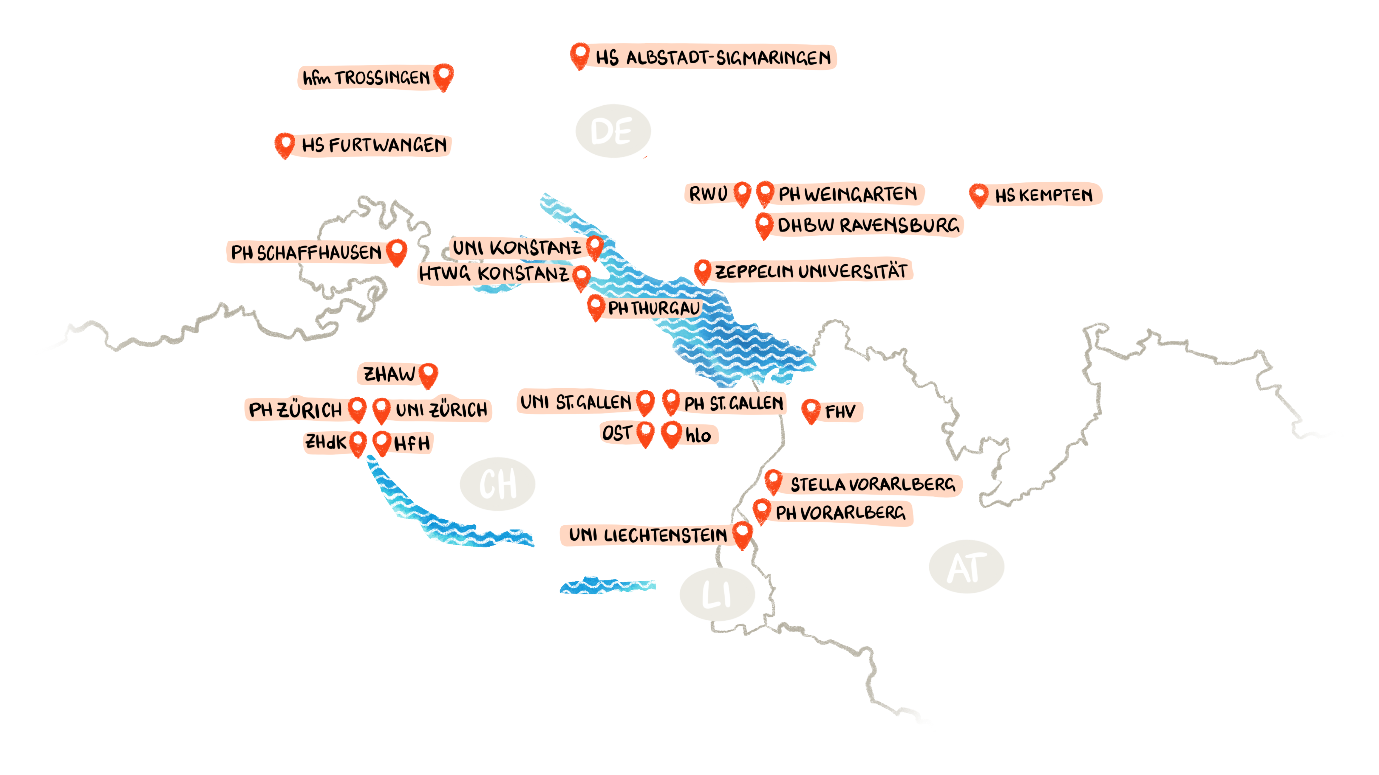 Landkarte der Hochschulen des Wissenschaftsverbund