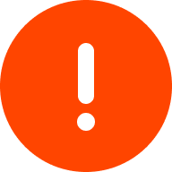 White exclamation mark inside an orange circle indicating an error or alert.