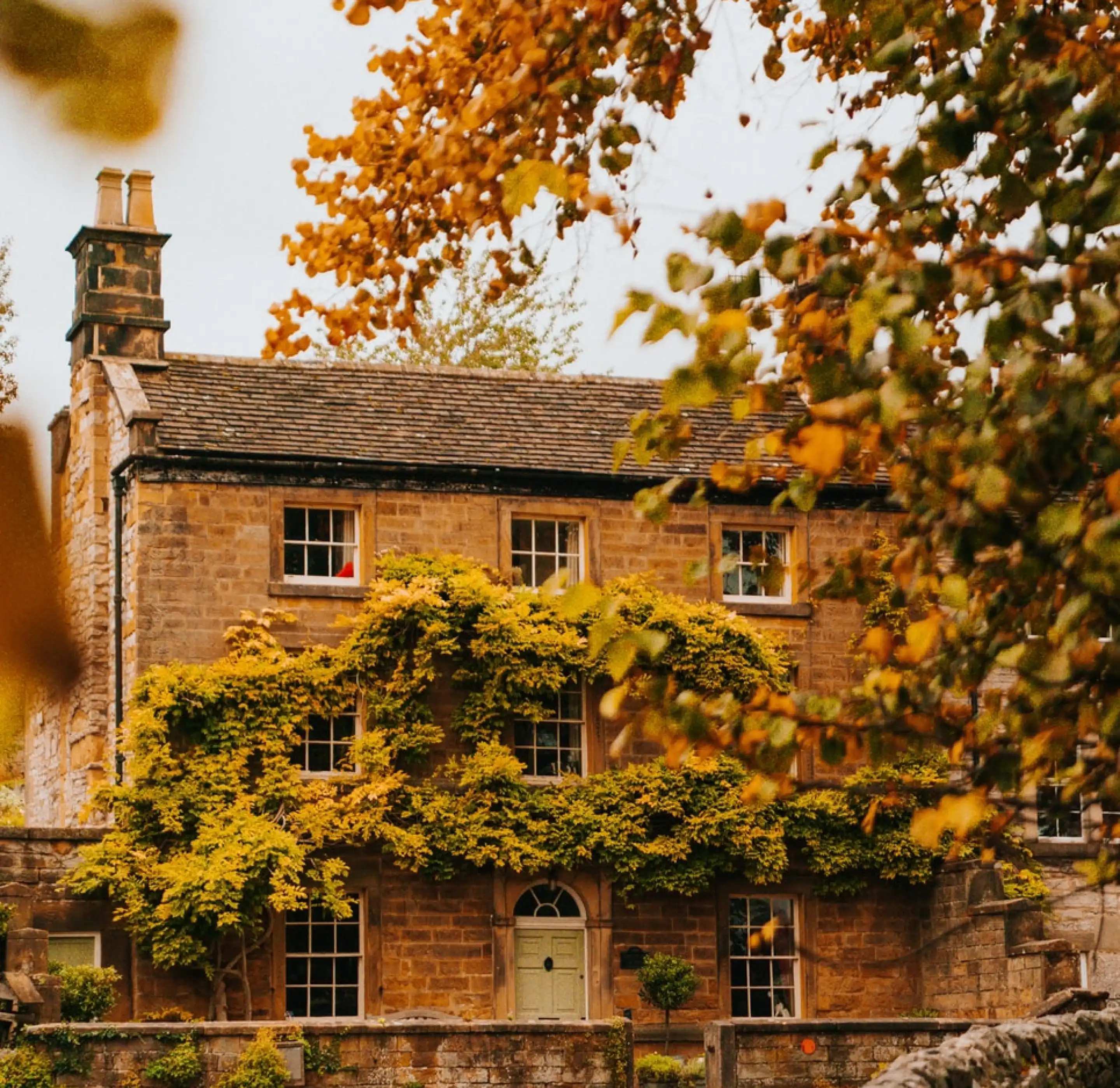 English country house on the nice autumn day