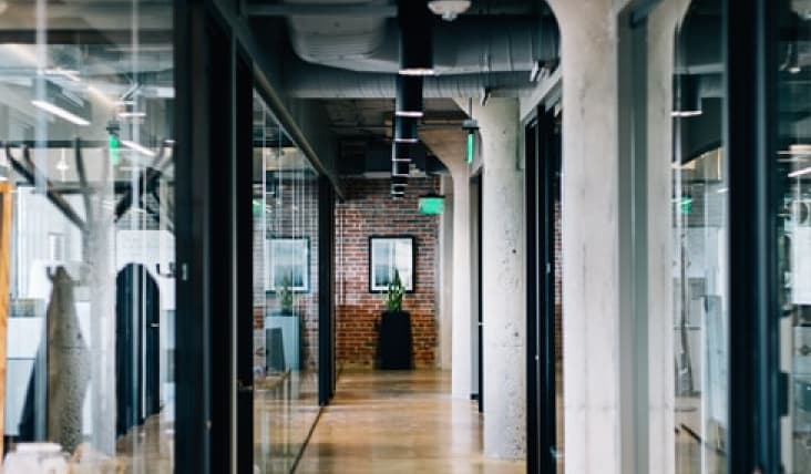 Industrial interior with offices