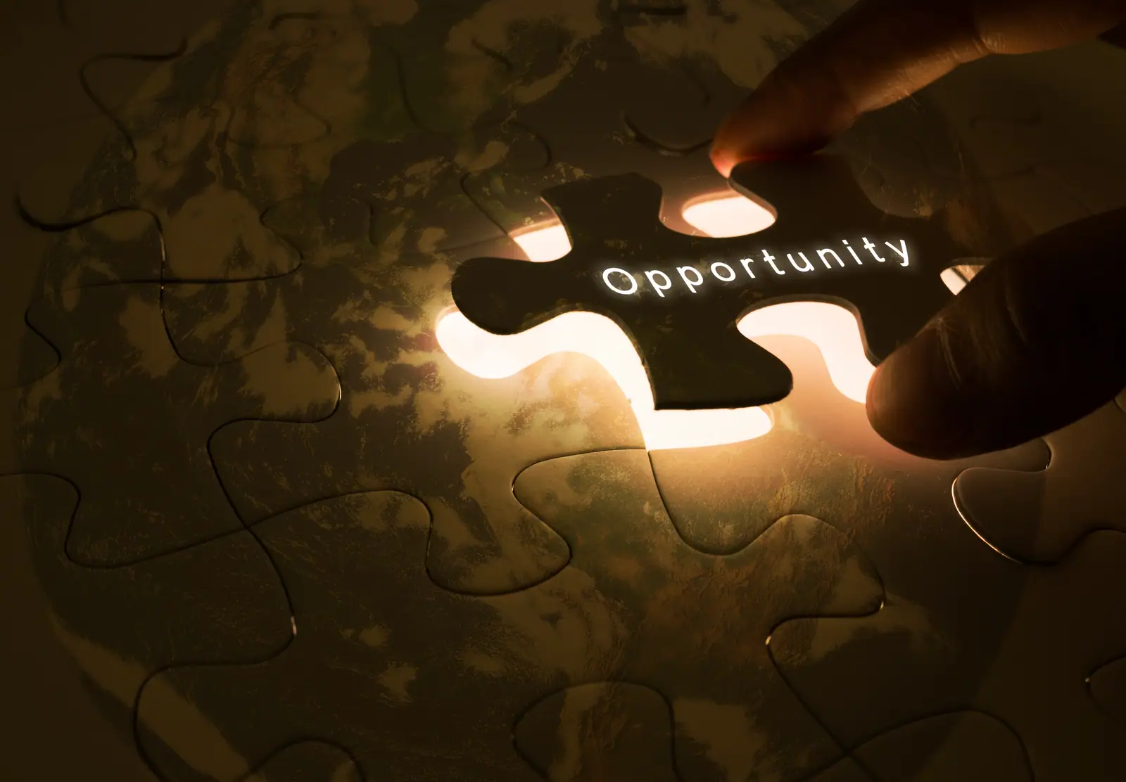 Picture of a missing puzzle piece, named "opportunity creating light and hope in an adult's life.