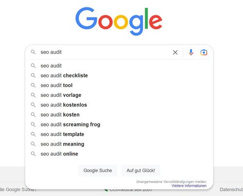 Google Suche Autocomplete Beispiel