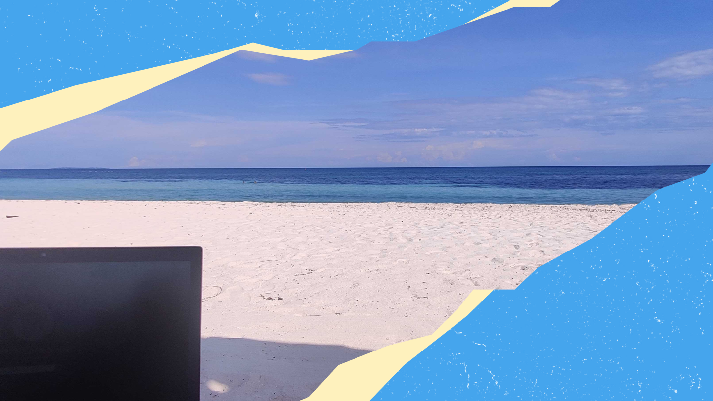 Great beach views while working remotely - digital nomad life