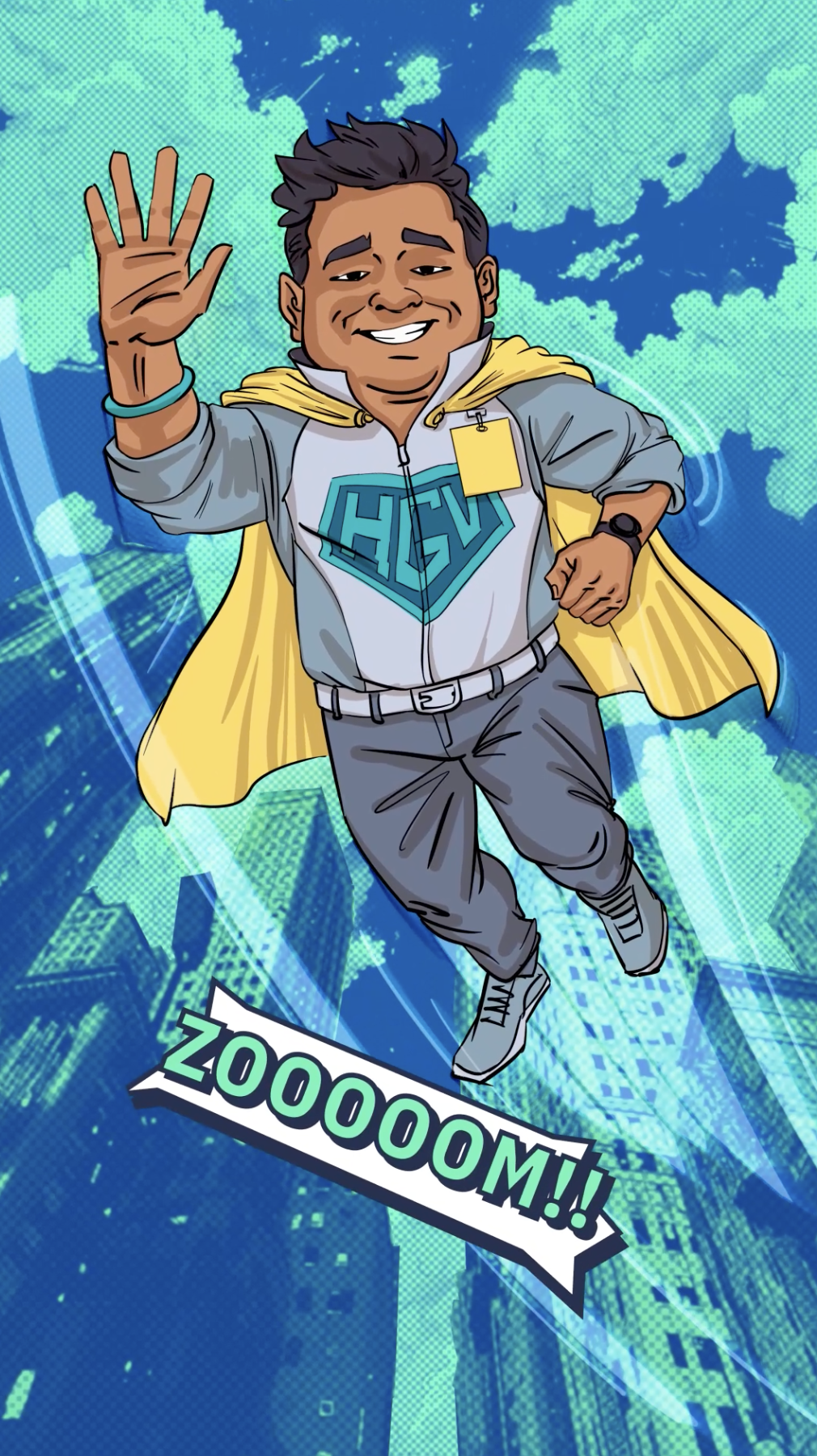 Animated character design of real employees for Super Squad campaign