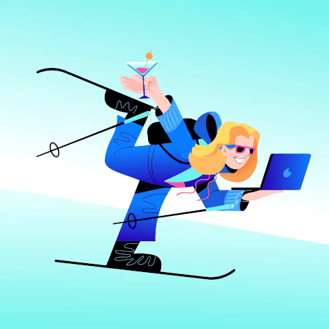 Han's skiing illustration created by HLabs team