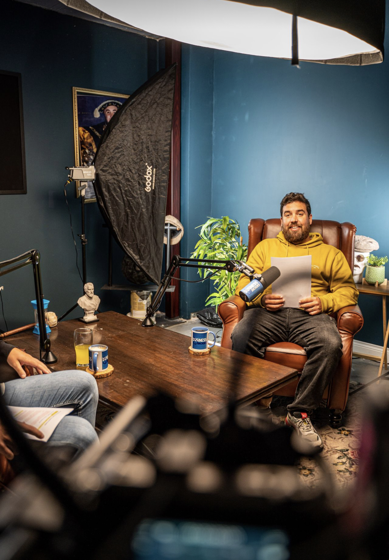 Lloyd Knowlton behind the scenes recording Business Anchors podcast