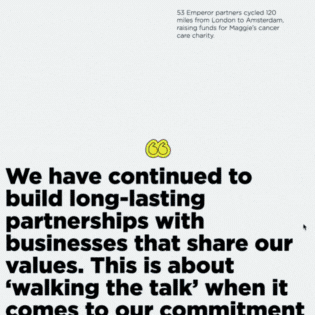 Parallax scrolling animation for Emperor digital report