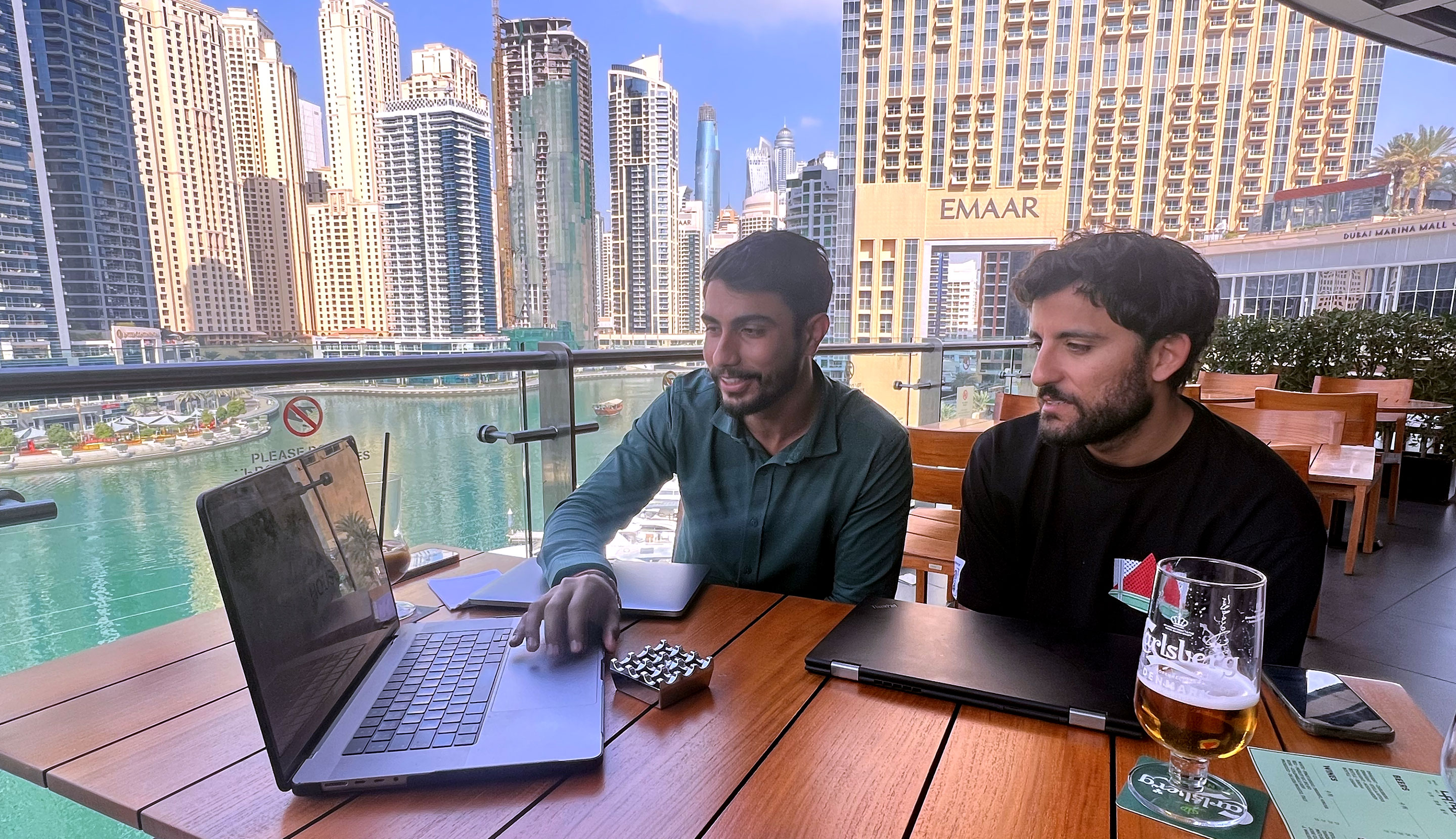 Himanshu Tech Director presenting Webflow concepts to Emperor in Dubai
