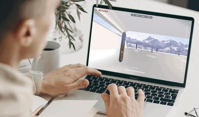 Webflow x Red Bull snowboarding history project using WebGL and 3D models