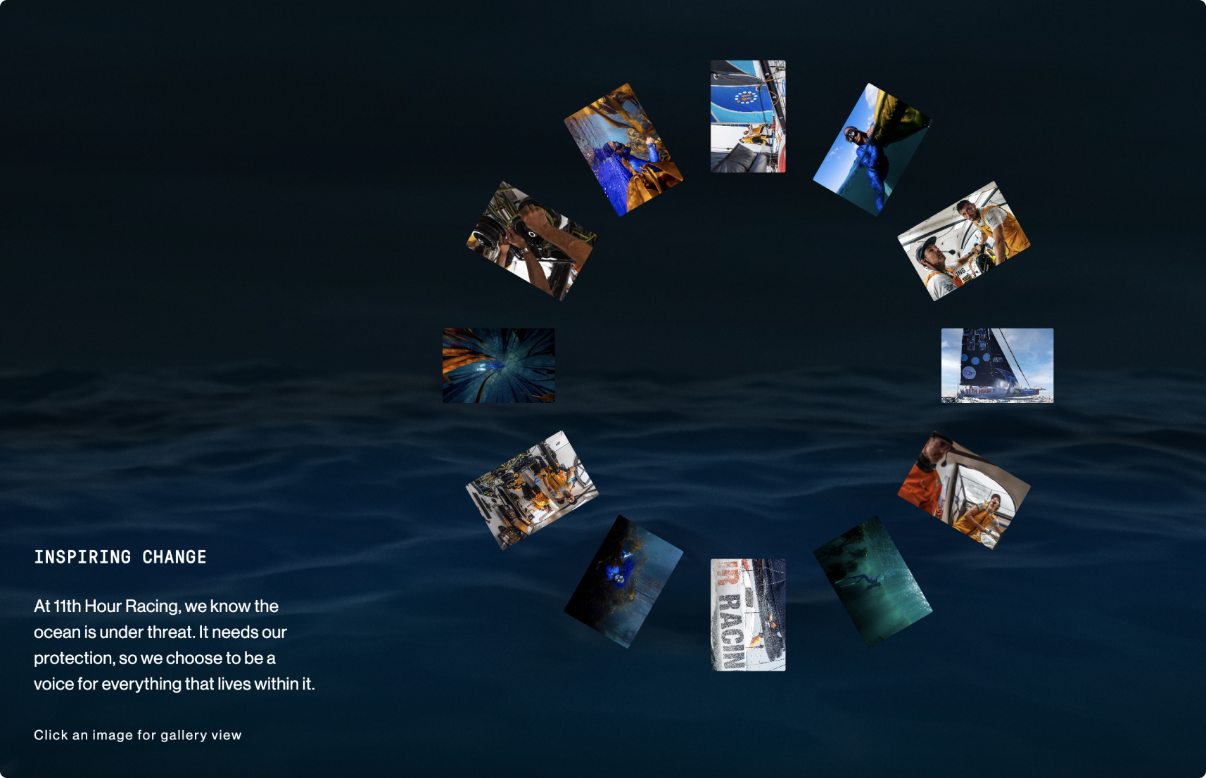 11th Hour Racing The Race Below webpage on Webflow