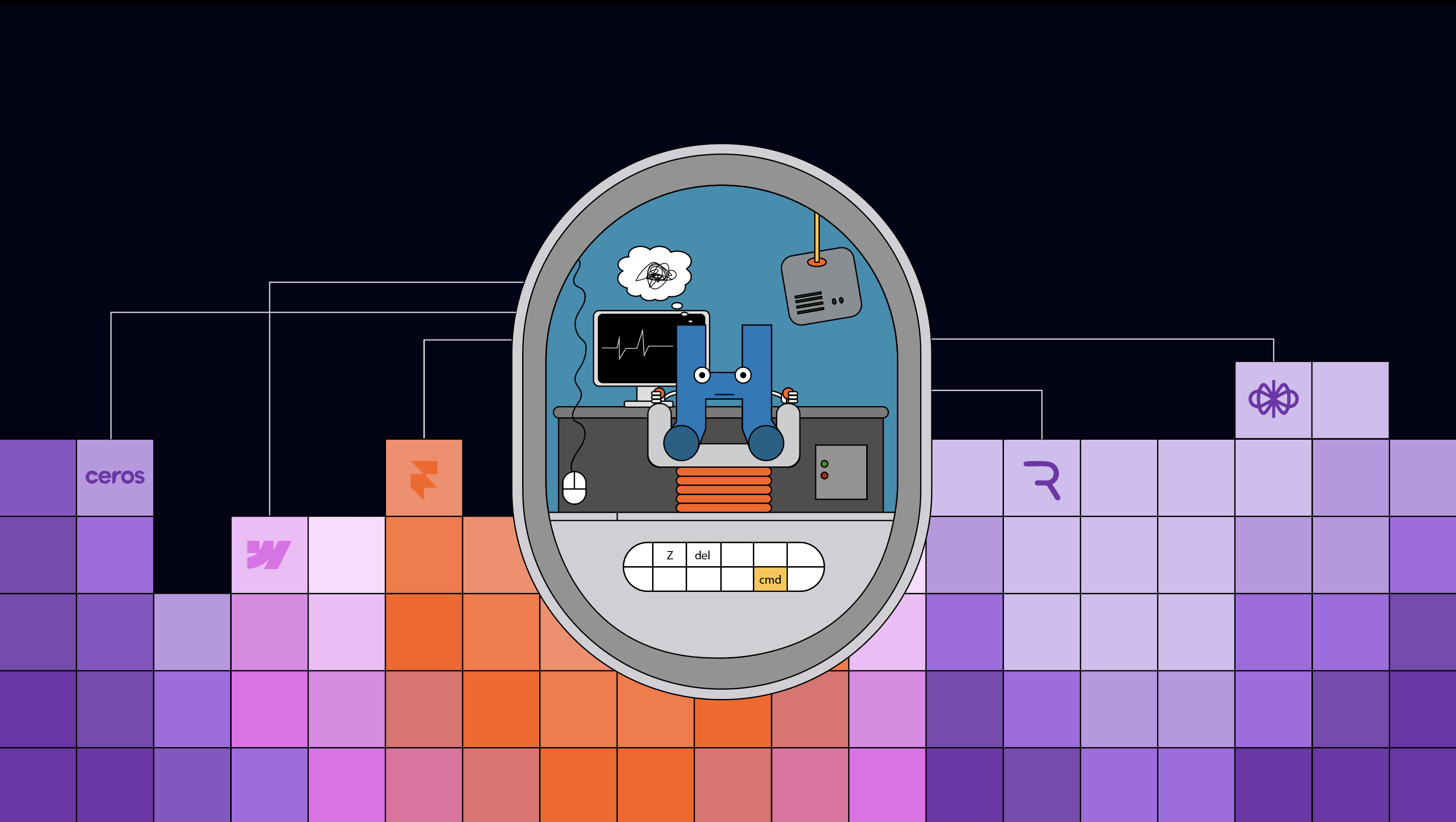 HLabs future pet robot illustration featuring no-code platforms