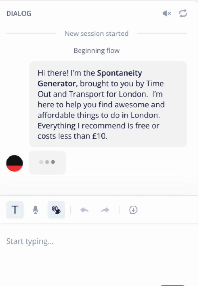 Voiceflow chatbot interface animation