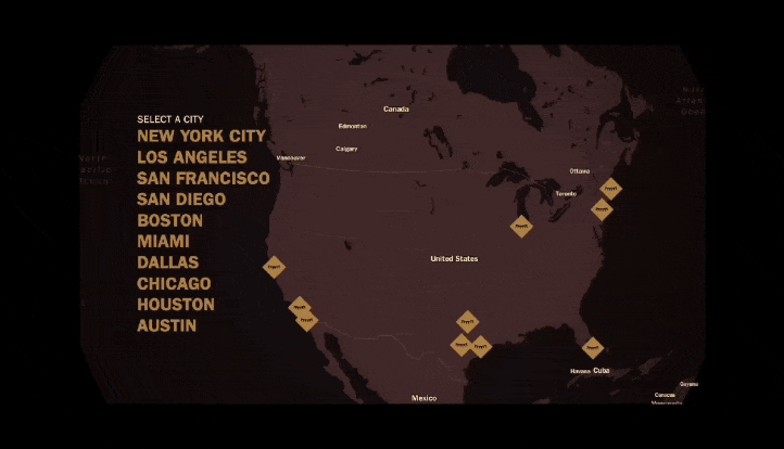 Interactive mapbox for Time Out x Mr Black Espresso Martini Fest 2023