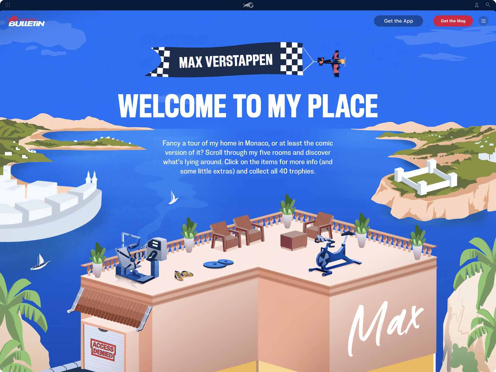 Illustrated gamification to explore F1 Max Verstappen's mansion