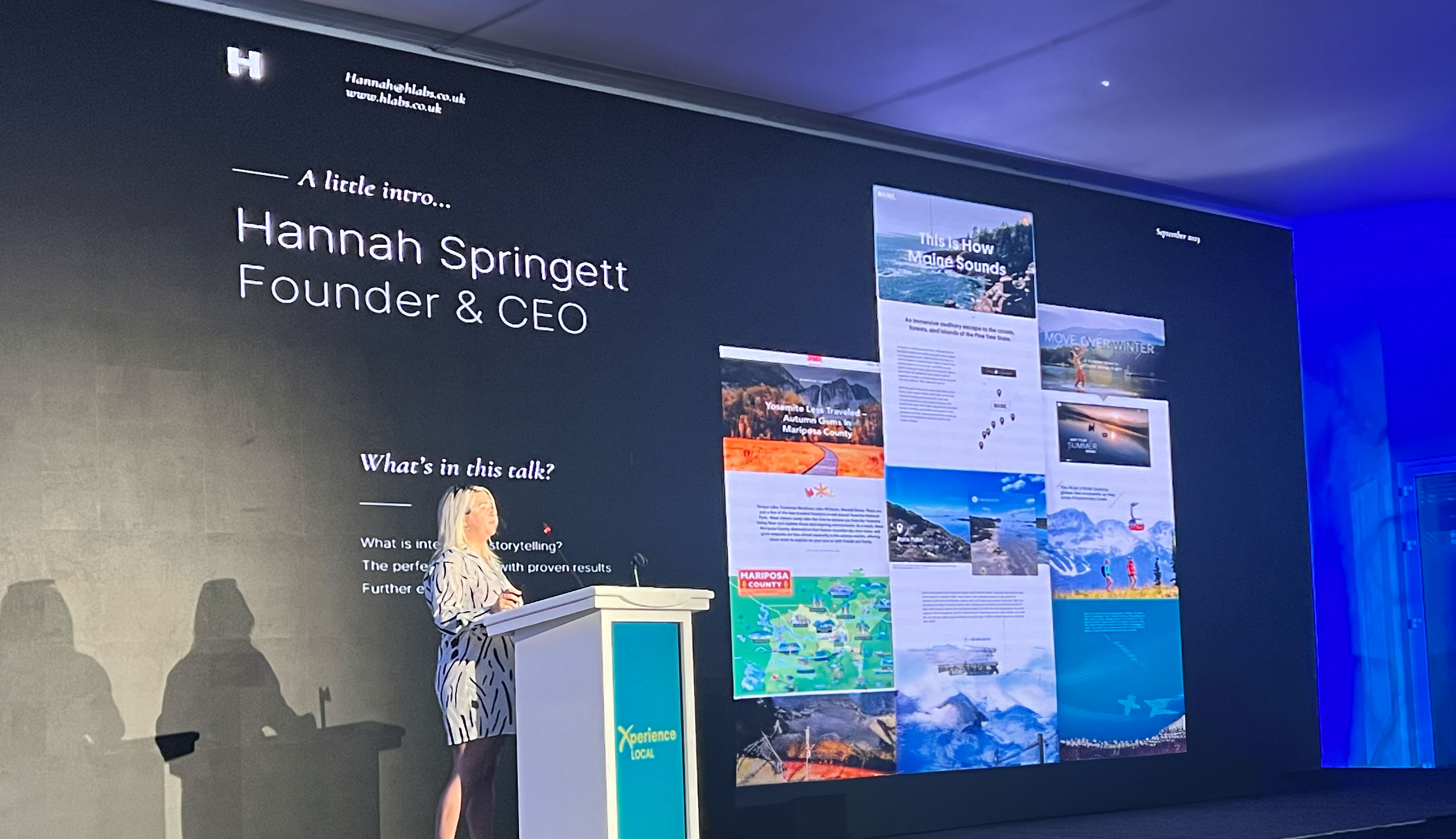 Hannah Springett speaking at Xperience Local conference in Jordan