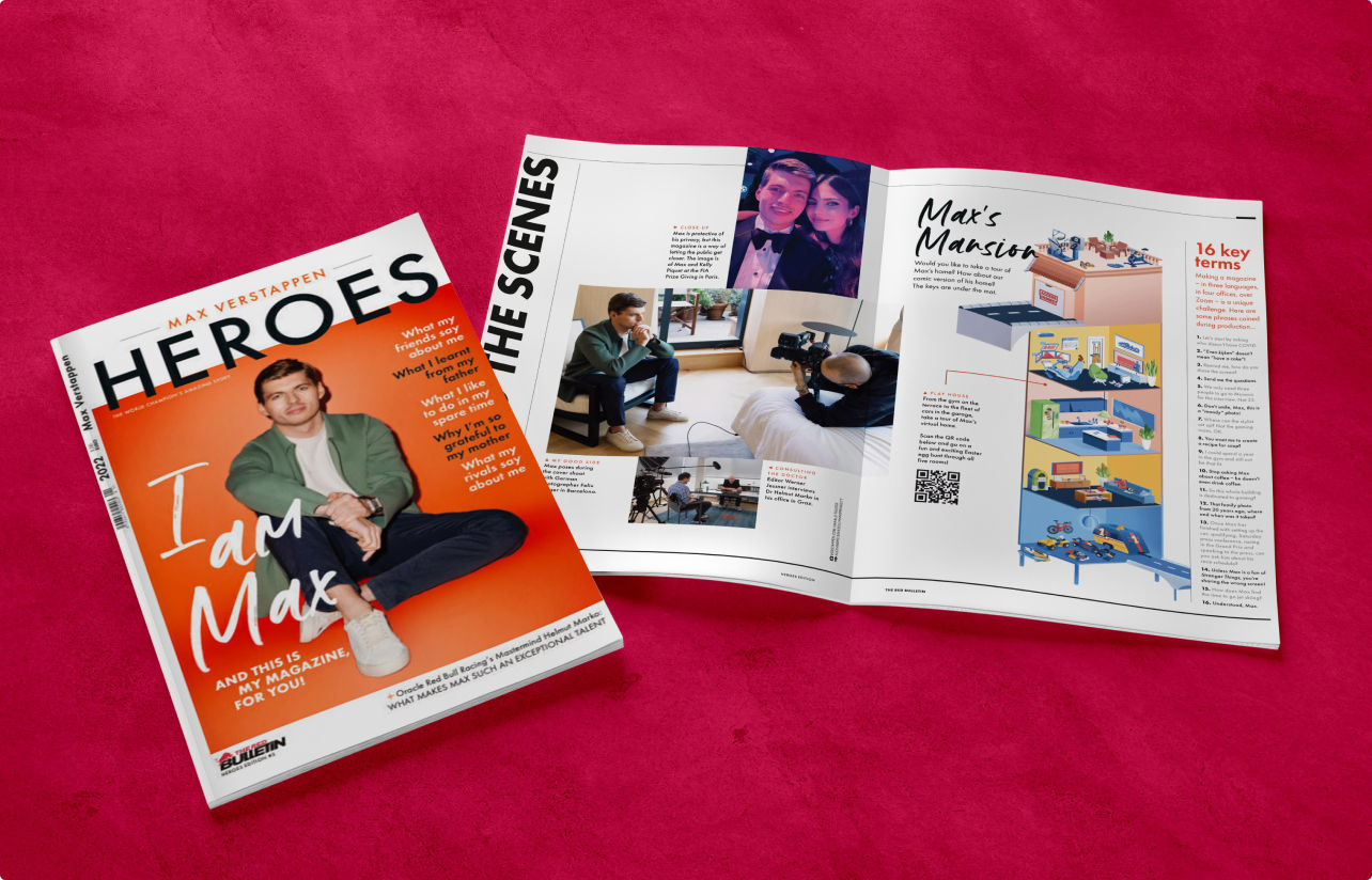Red Bulletin special Max Verstappen edition featuring HLabs illustrations