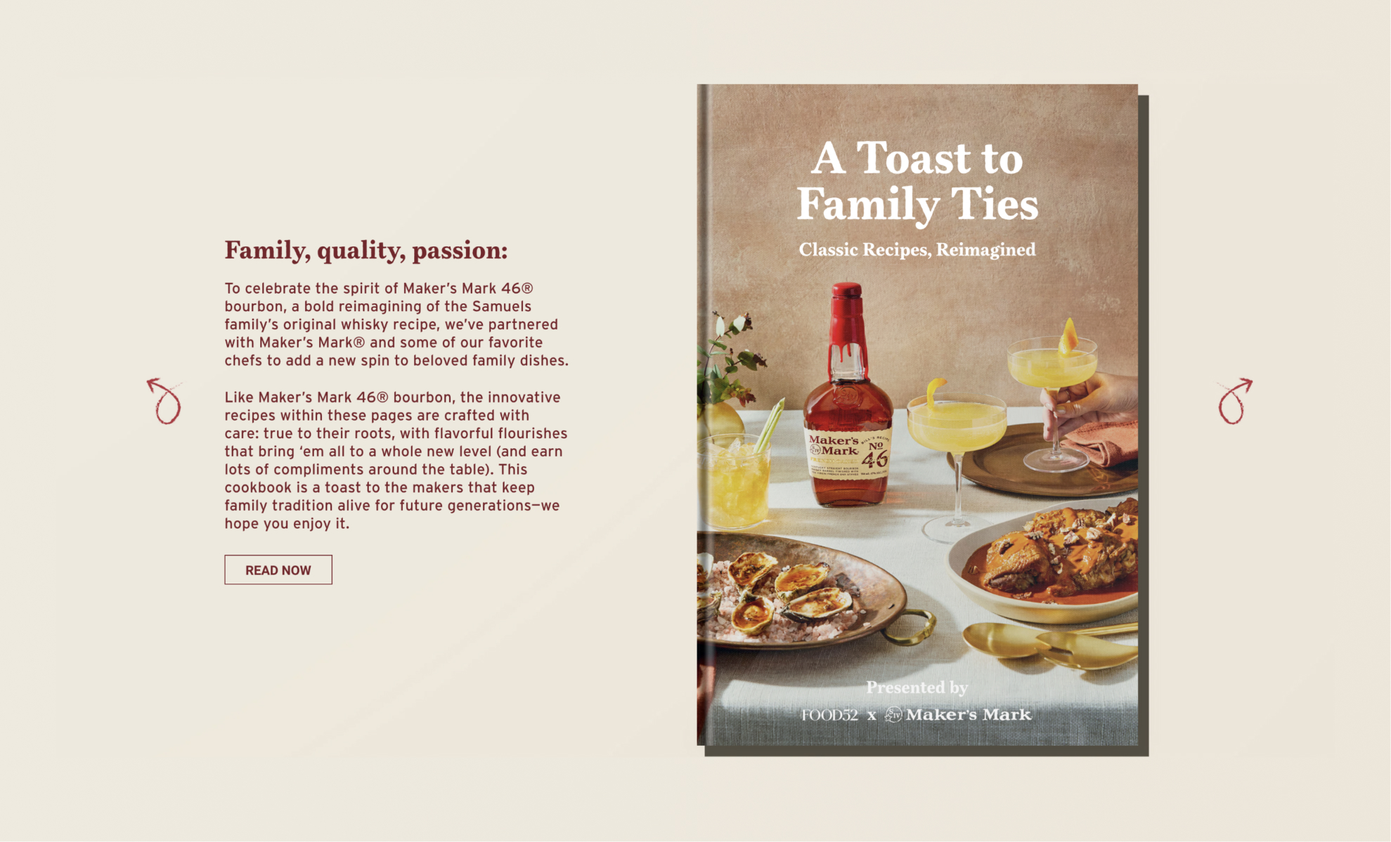 Interactive recipe book using 3D renders for Maker's Mark