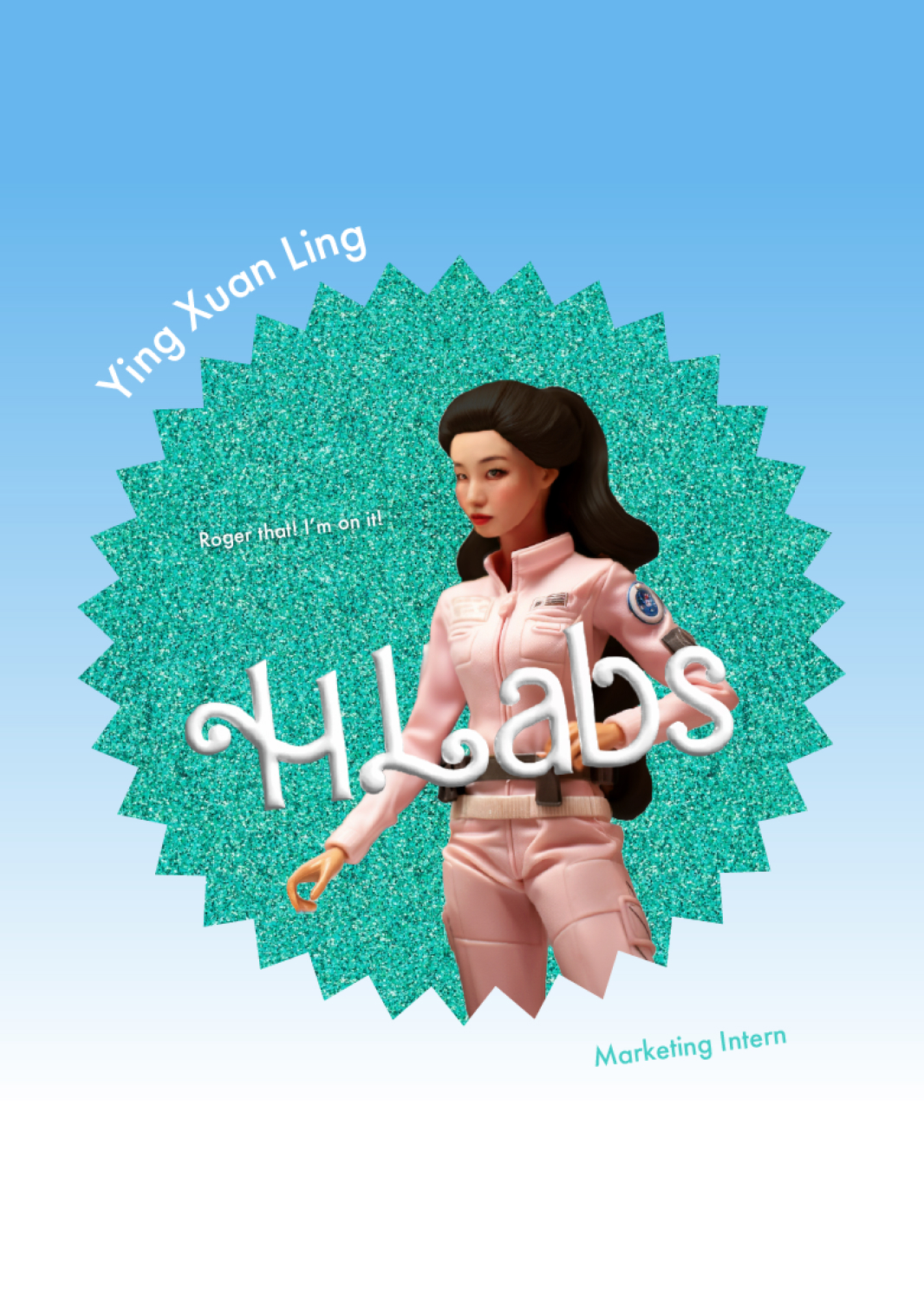 Creative intern Ying's design for Barbie campaign turning HLabs team into dolls