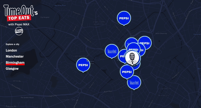 Time Out x Pepsi Mapbox hover states