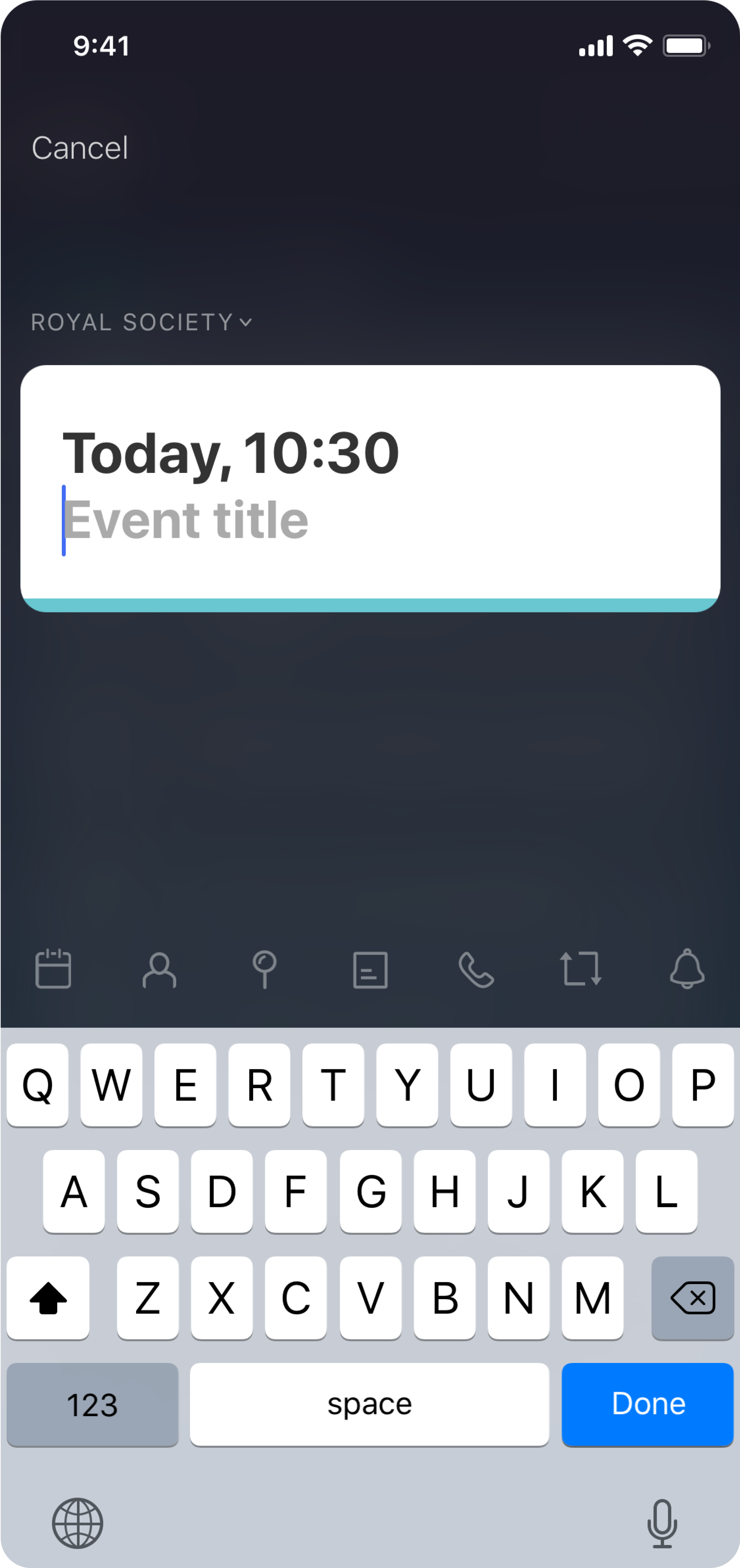 A screenshot from Newton Calendar app. Depicting the event creation screen.