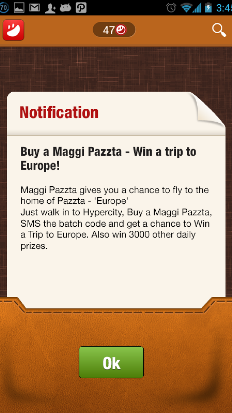A screenshot of DelightCircle app, when a user opens a notification.
