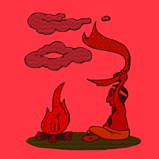 A native American sending out a smoke signal