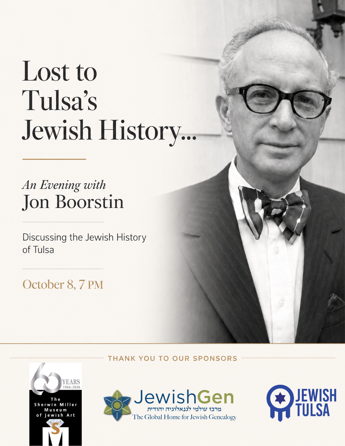 Lost to Tulsa’s Jewish History… an Evening with Jon Boorstin.