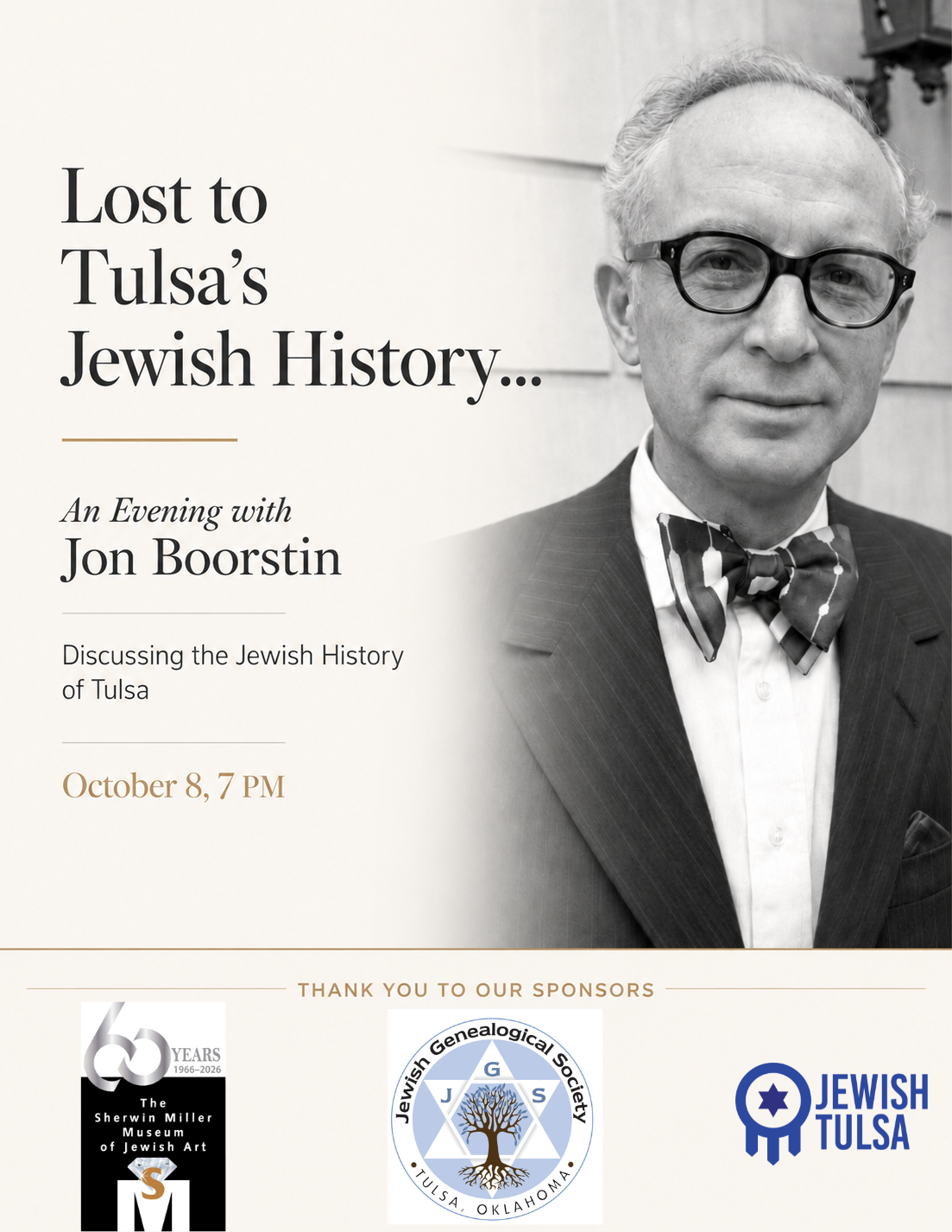 Lost to Tulsa’s Jewish History… an Evening with Jon Boorstin.