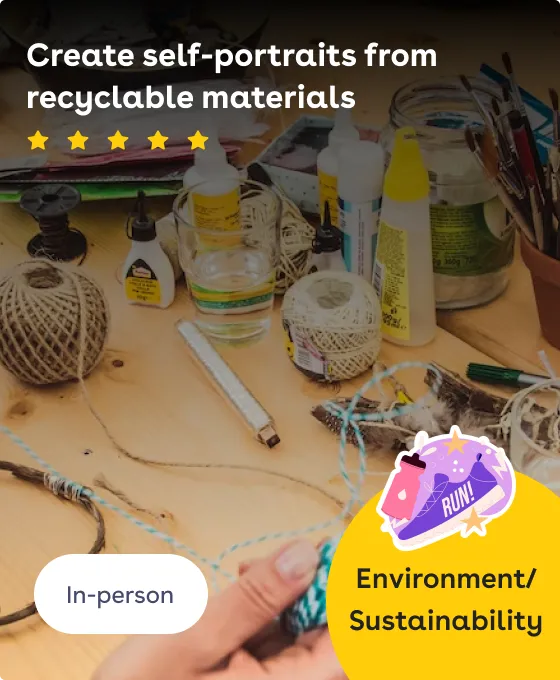 Create self-portraits from recyclable materials, CSR Volunteering Activity Example