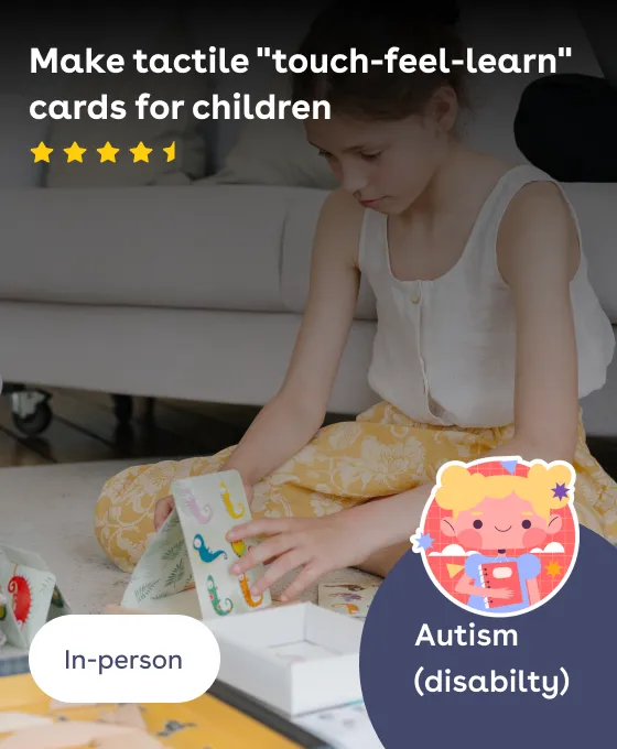 Corporate-volunteering-activity Make tactile touch-feel-learn card for children
