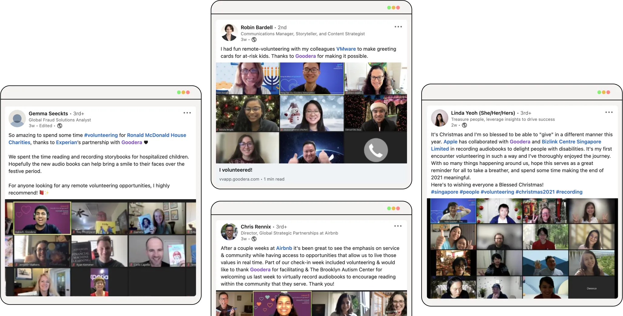 Some linkedin testimonials of Goodera's hosts
