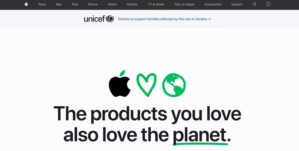 Apple Earth Day campaign highlighting sustainable products and environmental commitment