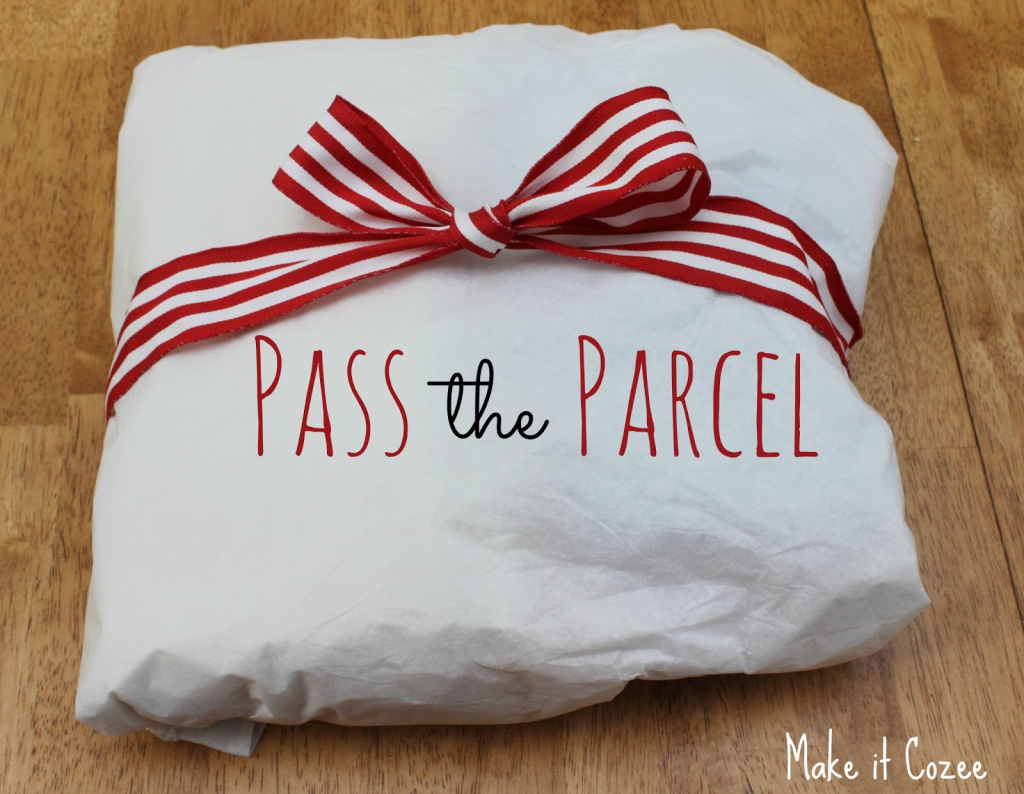 Wrapped gift labeled “Pass the Parcel” with a ribbon, representing a fun team activity to boost engagement at work