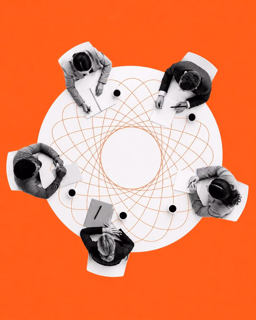 CSR leaders around a roundtable table, viewed from above