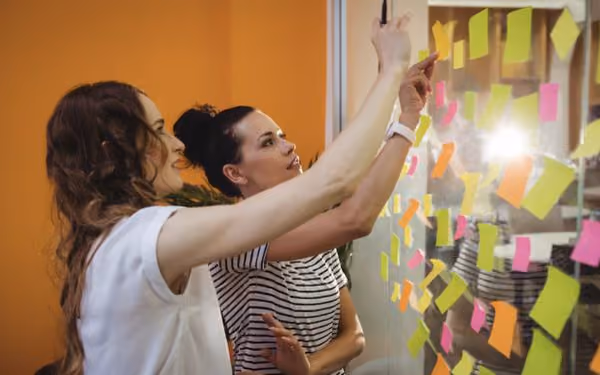 Solution architecture mapped on sticky notes